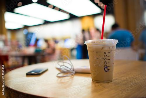 Iced coffee in coffee shop photo