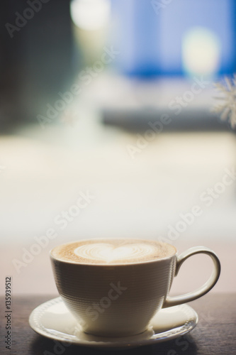 coffee heart photo on the wood table