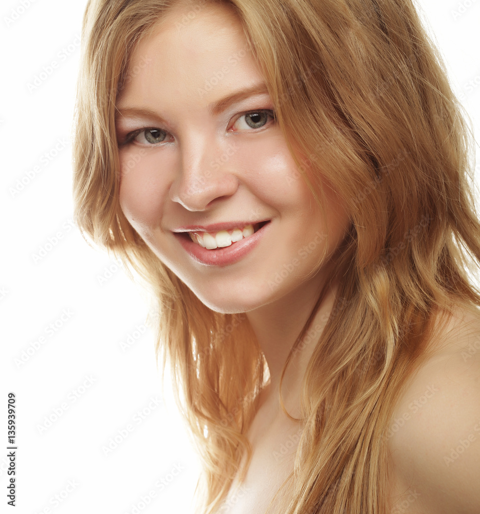 young woman with clean skin isolated on white young woman with clean skin isolated on white