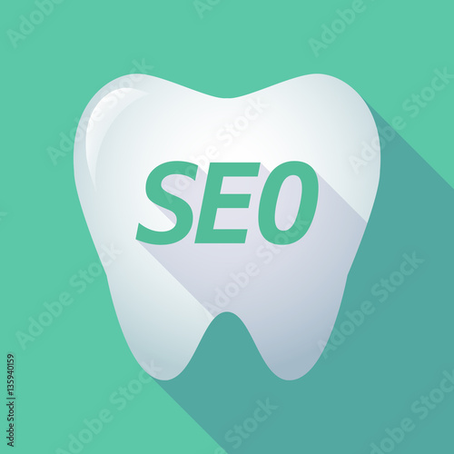 Long shadow tooth with    the text SEO