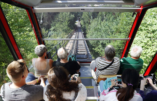 A funicular railway from harder Kulm to Interlaken 