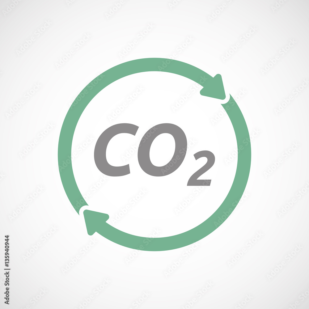 Isolated reuse sign with    the text CO2