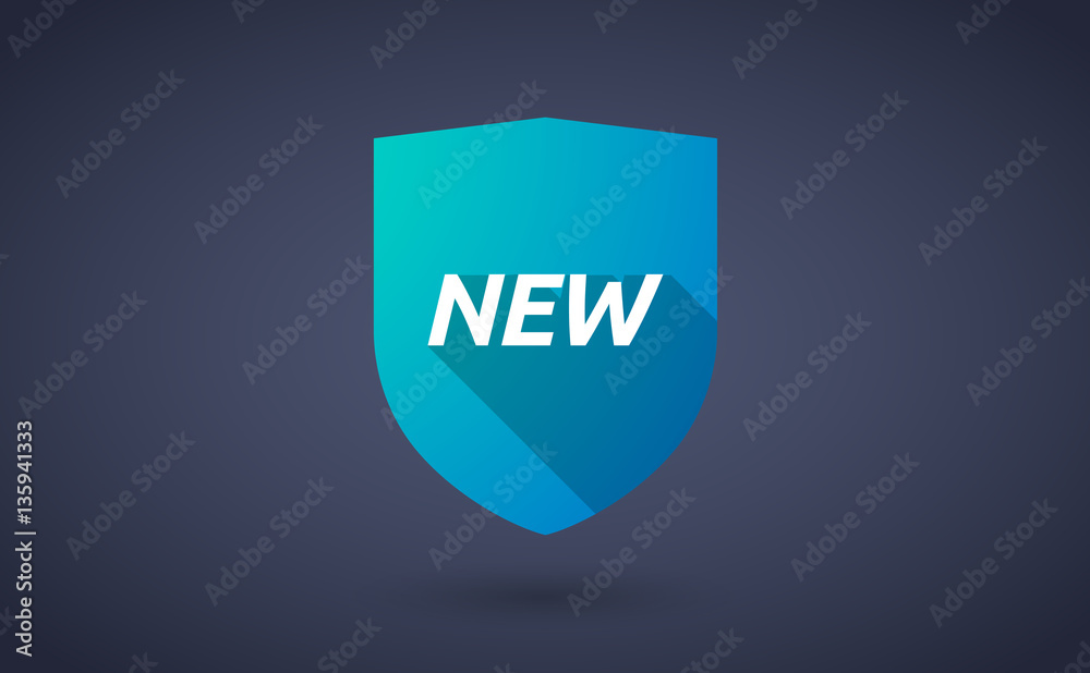 Long shadow shield with the text NEW Long shadow shield with the text NEW