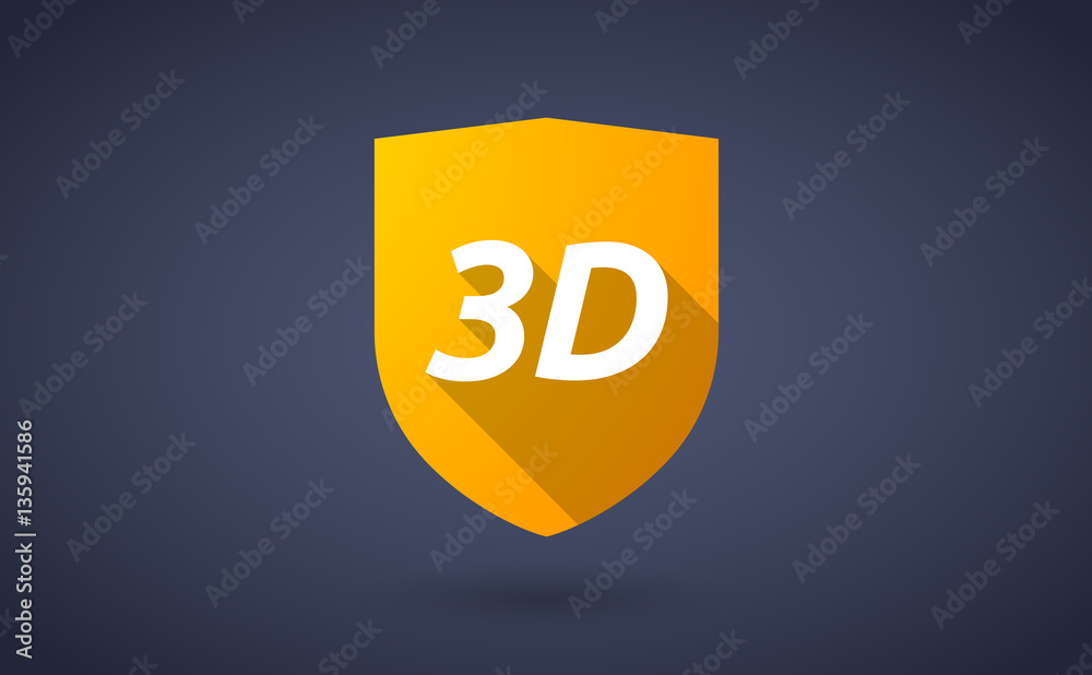 Long shadow shield with the text 3D Long shadow shield with the text 3D