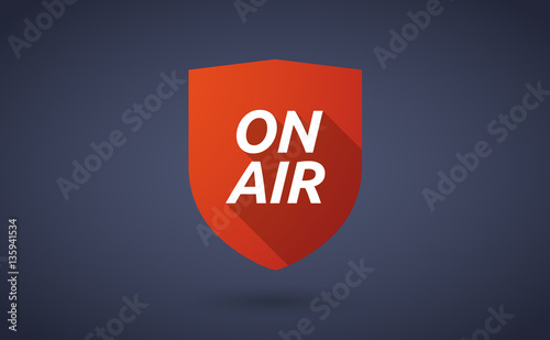 Long shadow shield with    the text ON AIR