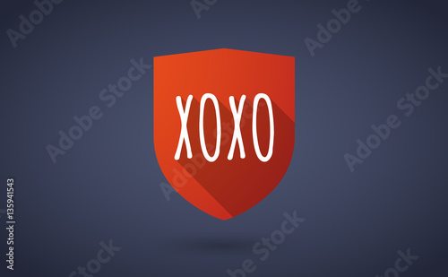 Long shadow shield with    the text XOXO