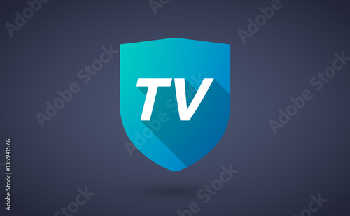 Long shadow shield with    the text TV