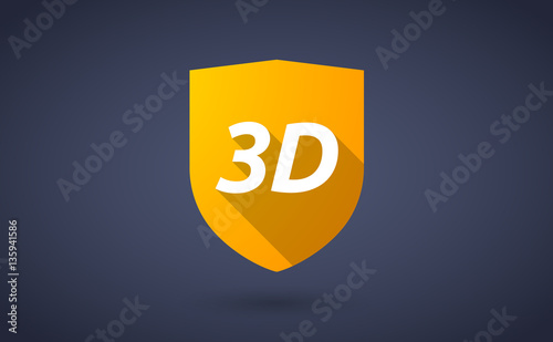 Long shadow shield with    the text 3D