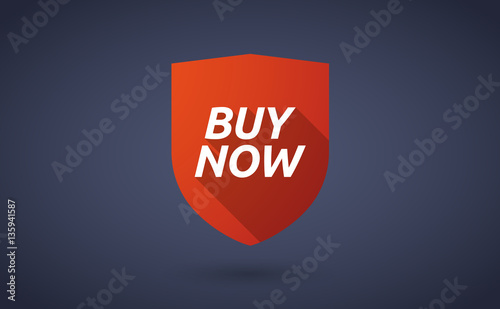Long shadow shield with    the text BUY NOW