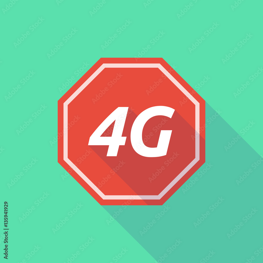 Long shadow stop signal with the text 4G Long shadow stop signal with the text 4G