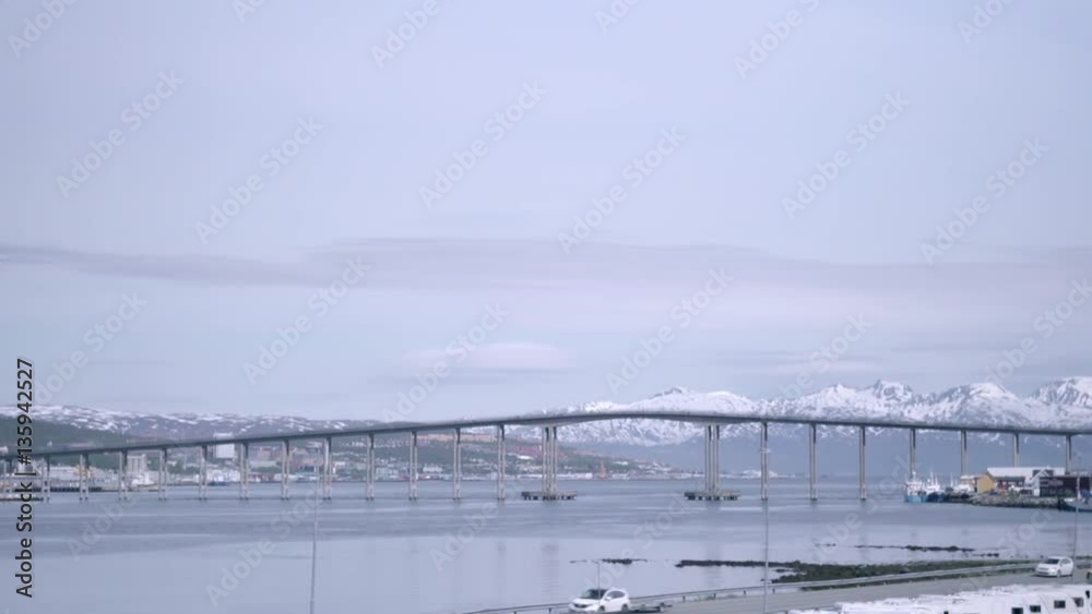 Bridge and cars in Tromso, Norway Bridge and cars in Tromso, Norway
