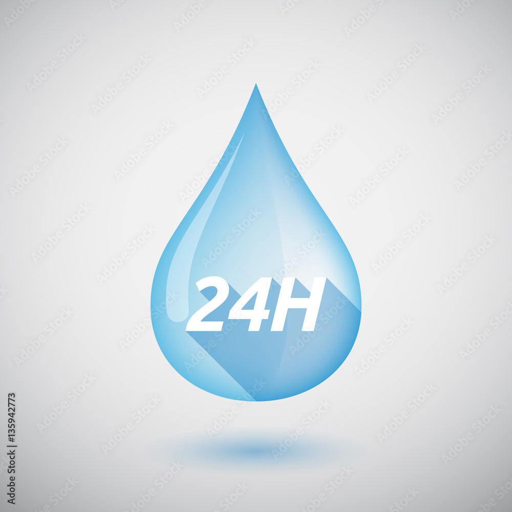 Long shadow water drop with the text 24H Long shadow water drop with the text 24H
