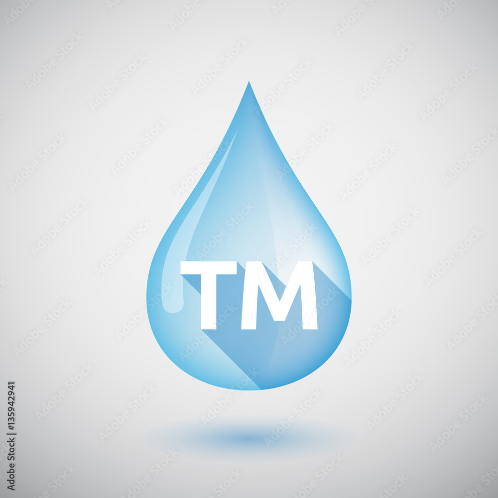 Long shadow water drop with the text TM Long shadow water drop with the text TM