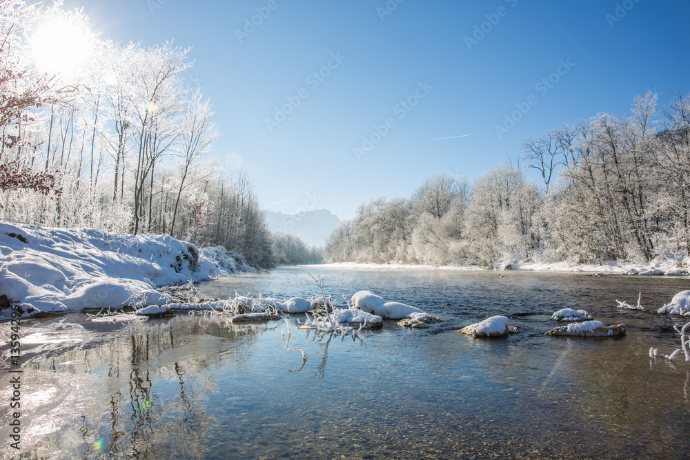 Winter Fluss sonne gefroren Schnee Natur Winterwunderland Winter Fluss sonne gefroren Schnee Natur Winterwunderland