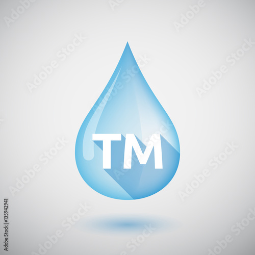 Long shadow water drop with    the text TM