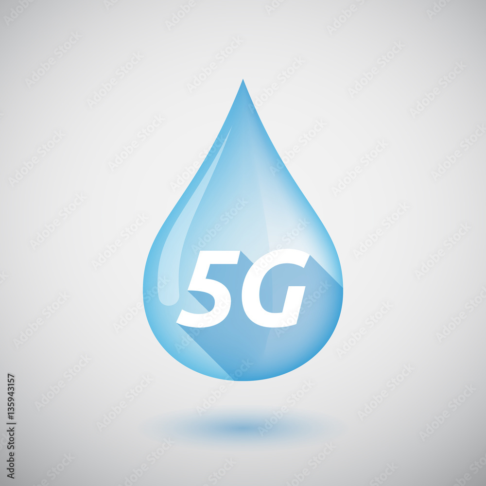 Long shadow water drop with the text 5G Long shadow water drop with the text 5G