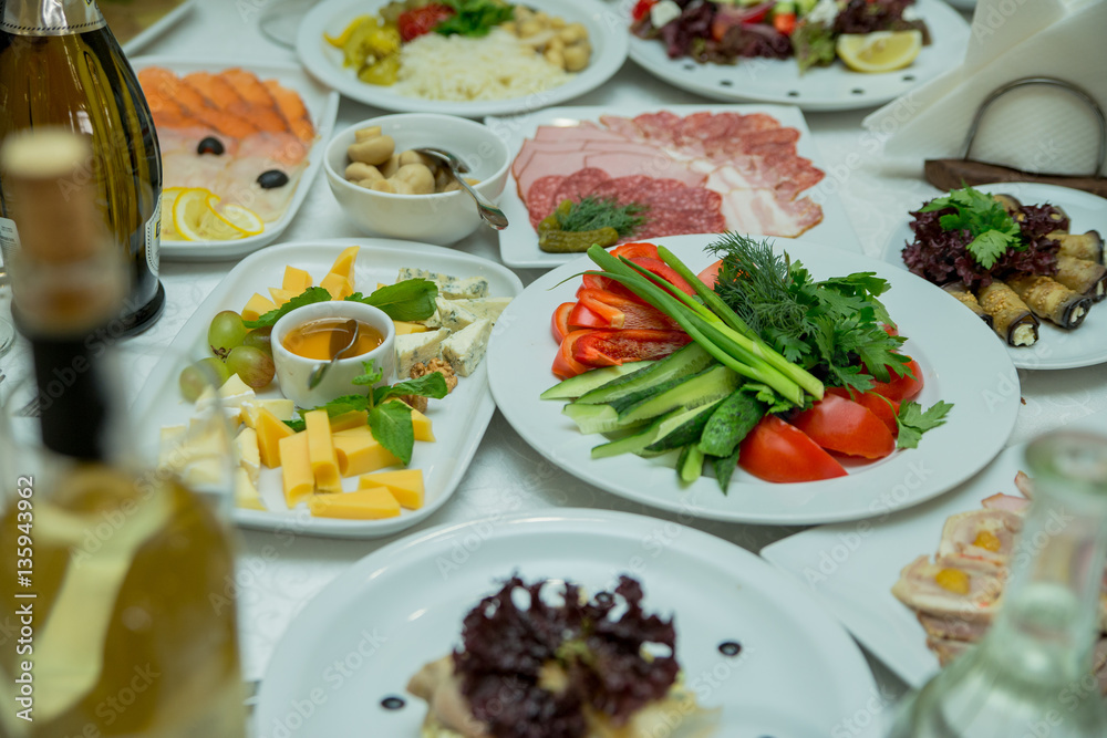 food on the banquet table food on the banquet table