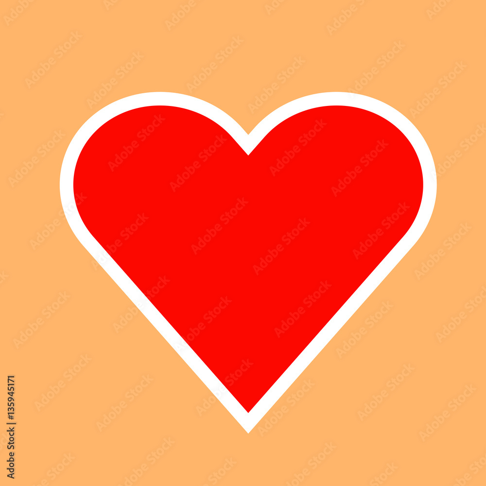 Red heart with white stroke icon. Vector illustration. Red heart with white stroke icon. Vector illustration.