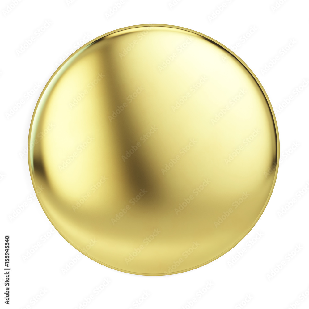 Gold badge pin brooch isolated on white mock-up. 3d rendering