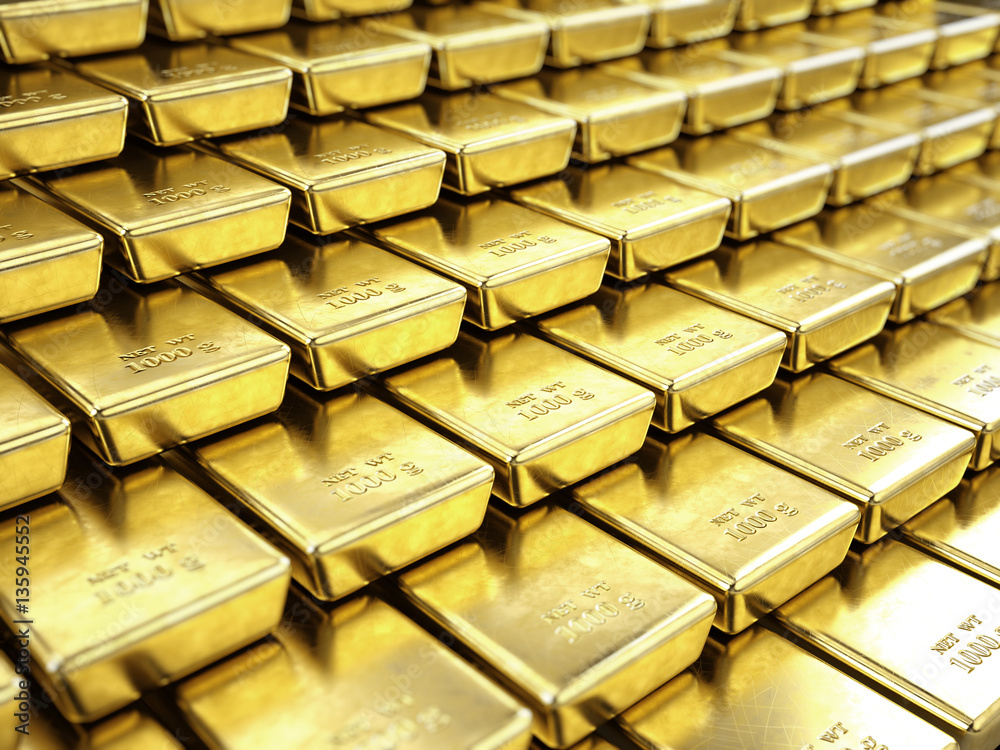 Fine Gold Bars - 3d render Fine Gold Bars - 3d render