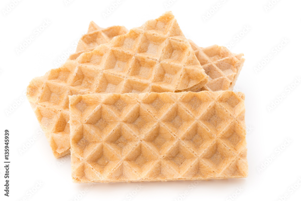 Waffle with crem isolated on white background. Waffle with crem isolated on white background.