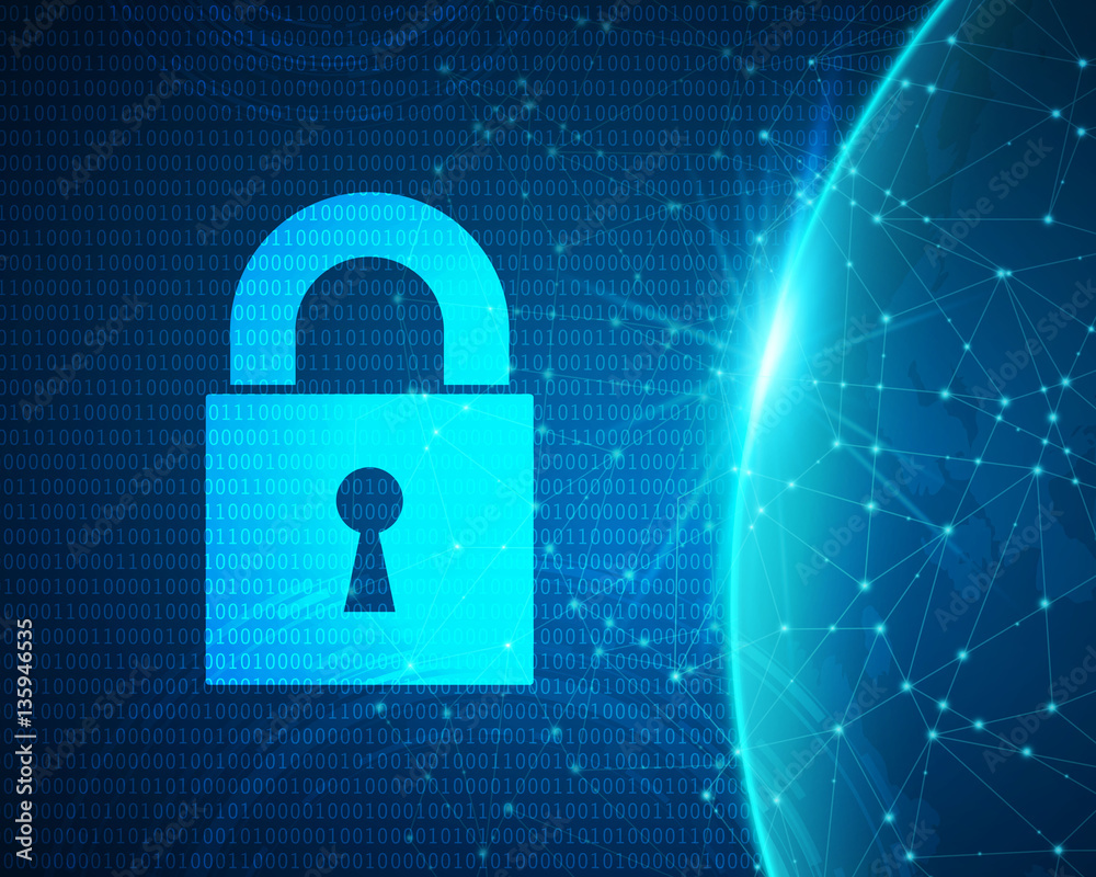 Vector Illustration of a Cyber Security Concept. Cyber Data Security Design.