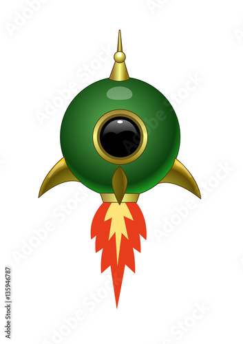 Spherical space rocket. Vector illustration