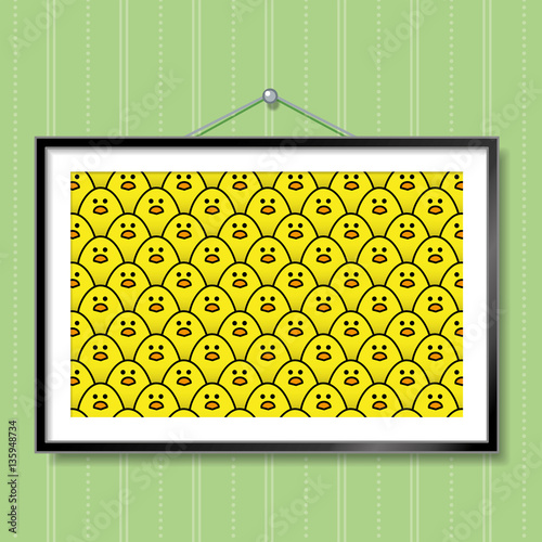 Group Photo of Yellow Chicks in Picture Frame