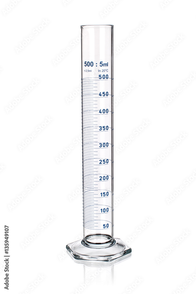 Laboratory graduated cylinder isolated on white Laboratory graduated cylinder isolated on white