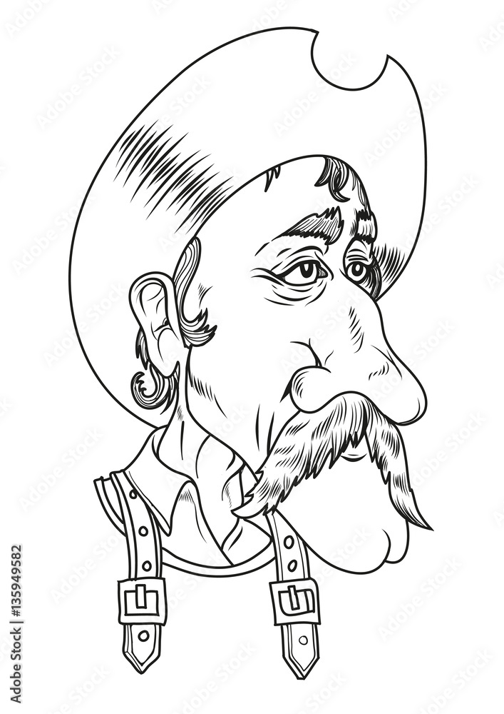 Retrato de don Quijote de la Mancha. Ilustración vectorial Stock Vector |  Adobe Stock