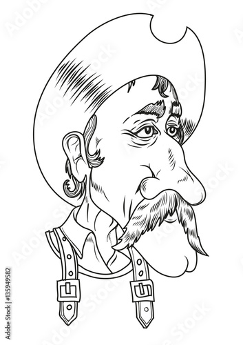 Retrato de don Quijote de la Mancha. Ilustración vectorial