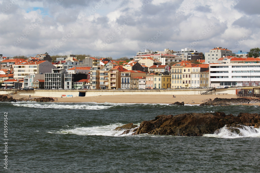 Atlantic Ocean seaside in Porto, Portugal 