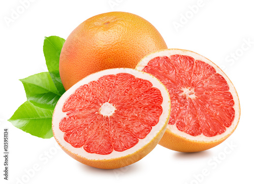grapefruit with slices isolated on the white background