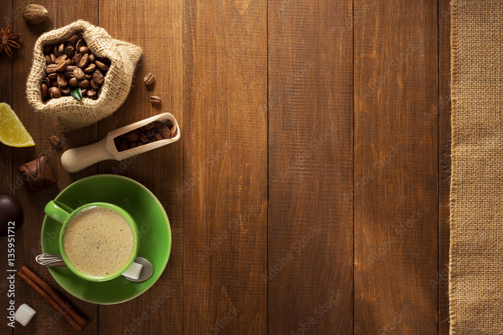 cup of coffee and beans cup of coffee and beans
