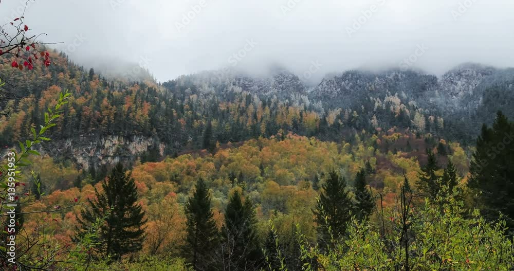 The beautiful Juizhaigou Valley (Valley of nine villages) National Park in autumn, winter in aba state, sichuan province, China. Time lapse. The beautiful Juizhaigou Valley (Valley of nine villages) National Park in autumn, winter in aba state, sichuan province, China. Time lapse.