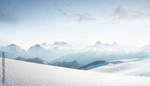 High mountain range in morning time. Beautiful natural landscape © biletskiyevgeniy.com