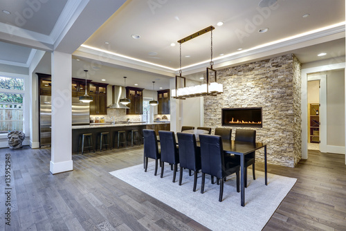 Modern open floor plan dining room design