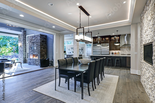 Modern open floor plan dining room design