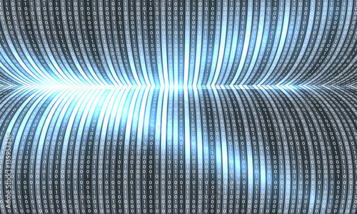 Dark futuristic vector backdrop with binary code and flare