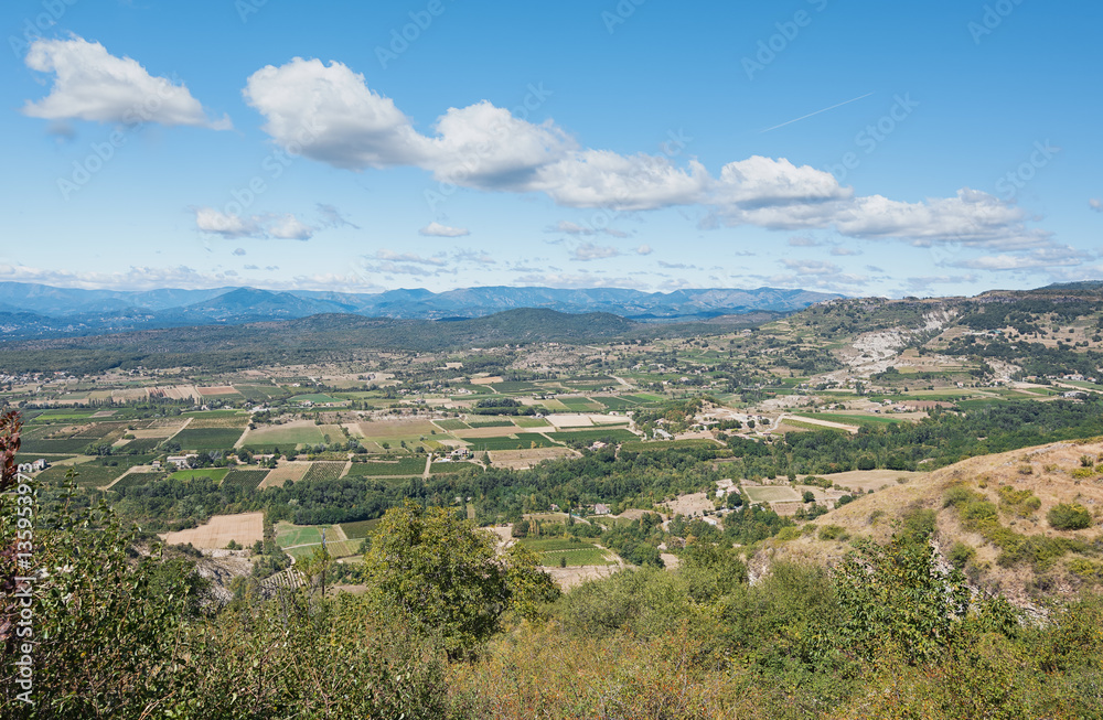 Panorama Ardeche mountains in France.