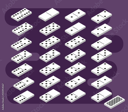 Domino set  3D. Vector.