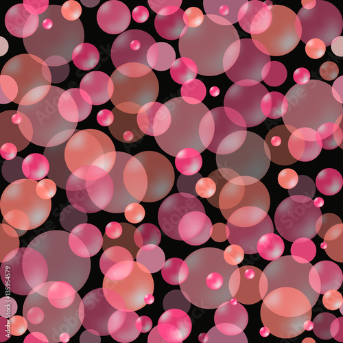 pink bubbles on a black background. vector.