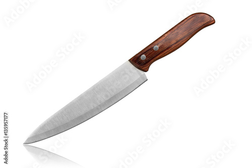 Kitchen Knife with wooden handle isolated on white