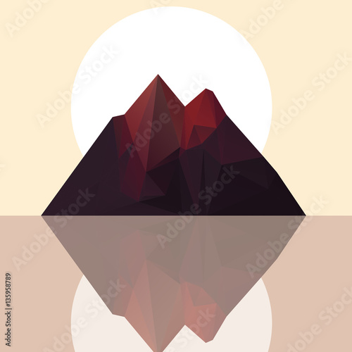  Polygonal mountain with Reflection - Vector Illustration