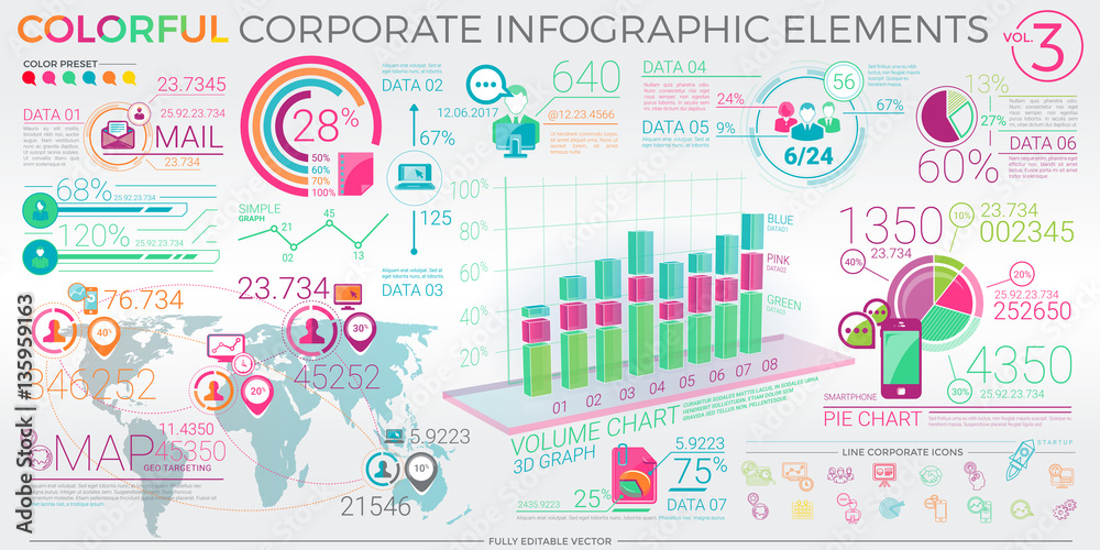 Fototapeta premium Colorful Corporate Infographic Elements