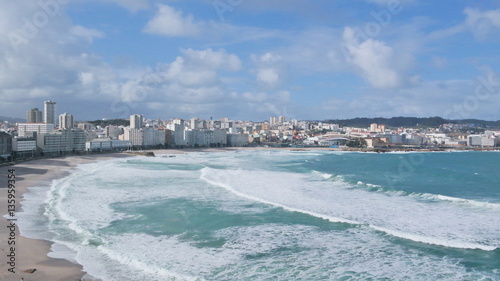 Rough sea in the bay of A Coruña, Galicia, Spain