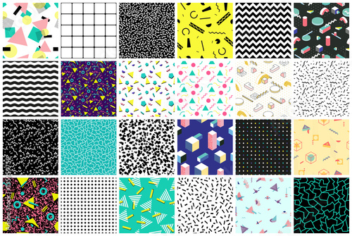 Abstract seamless patterns 80's-90's styles. photo