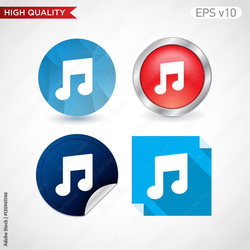 Music icon. Button with music icon. Modern UI vector. Music icon. Button with music icon. Modern UI vector.