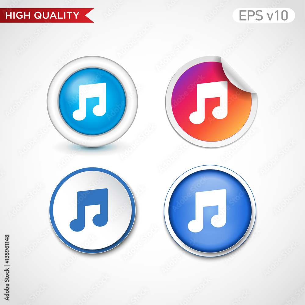 Music icon. Button with music icon. Modern UI vector. Music icon. Button with music icon. Modern UI vector.