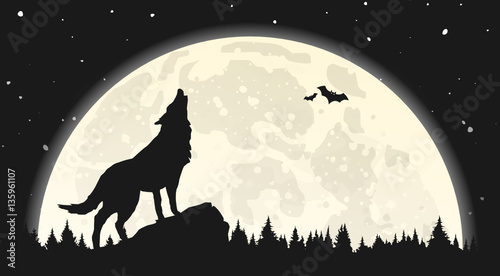Silhouette Wolf heulend